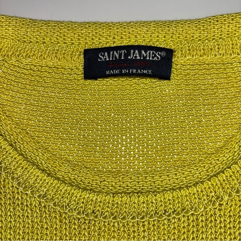 SAINT JAMES women's sweater small Chartreuse Green + Brown - Picture 4 of 4